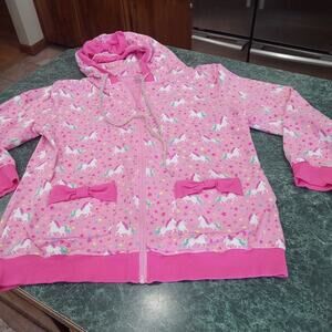 Little For Big Unicorn Hoodie Bows Pockets Plus Size 3X Pink Rainbows Cosplay